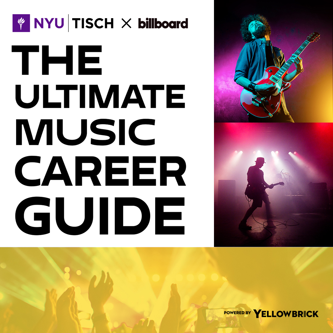 billboard's tweet photo. Interested in a career in music but don’t know where to start? Our free Ultimate #MusicCareer Guide, developed with @NYUTischSchool &amp; @YellowbrickLrn, is here to help. 🎵

Get your copy today: https://t.co/ftiGZqqm5S https://t.co/XdswE91Ln6