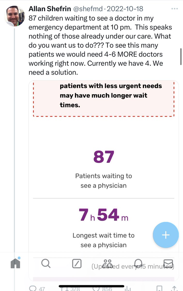 shefmd's tweet image. Almost 2 years to the day. When you do nothing and make no changes you can’t expect different results. Hopefully no one suffers while waiting. The ER is a disaster waiting to happen. #ottawa #canadawaits