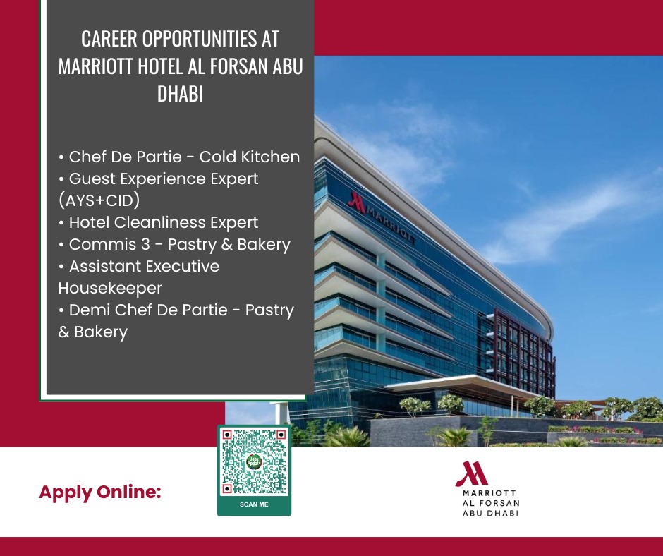 ObimaB's tweet photo. Exciting Job Openings at Marriott Hotel Al Forsan Abu Dhabi: Start Your Career Today!

Apply Online: https://t.co/TgrVkIq2In

#MarriottCareers #AlForsanJobs #AbuDhabiEmployment #CareerOpportunities2024 #HospitalityJobs https://t.co/cbKC3pDUQe