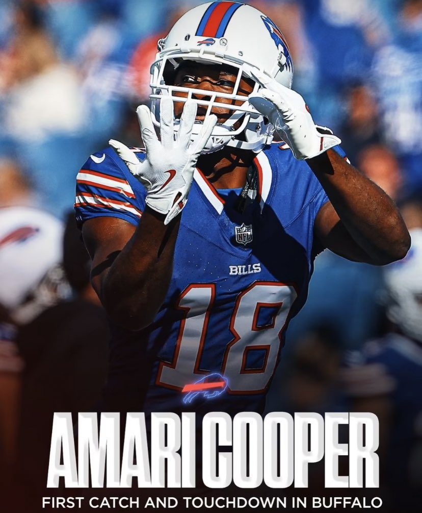 sandropacheco71's tweet photo. On Sunday October 20, 2024 in his first game as a member of the #BuffaloBills, WR #AmariCooper made his first catch for the team, which was also his first touchdown with the franchise. #NFL #MakingHistory #BillsMafia #OurWR1 #WR18 #AC18 #WelcomeToTheBills #COOOOOOP https://t.co/f1gTPHLqYg