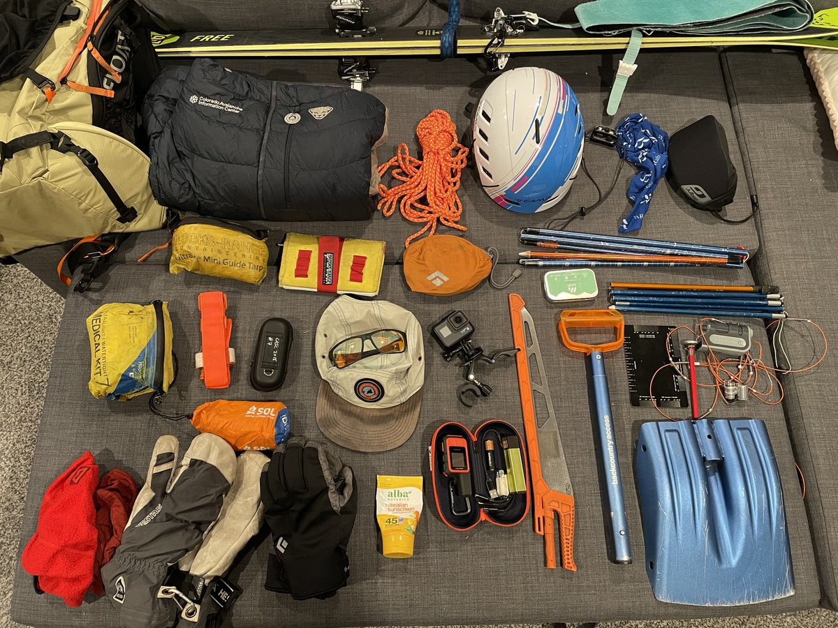 COAvalancheInfo's tweet photo. What do you carry with you when you go into the backcountry? Check out the safety gear a CAIC forecaster brings when they recreate in the winter. Learn more about safety gear in this short video @ https://t.co/okf2firoPd #AvySafety #GetTheForecast #FriendsofCAIC #COAvalancheInfo https://t.co/oMfyAwrvi4