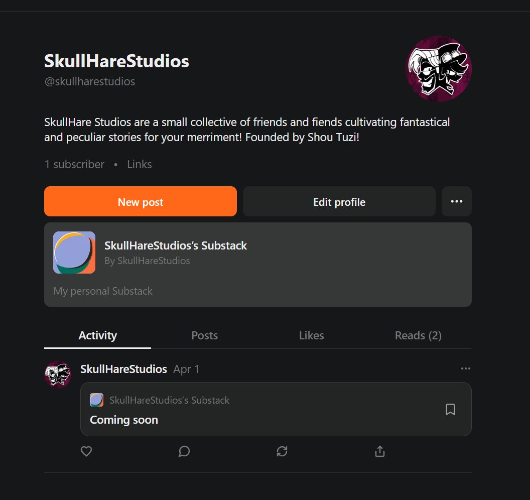 Please follow us on Substack so Shou can leave this god foresaken site