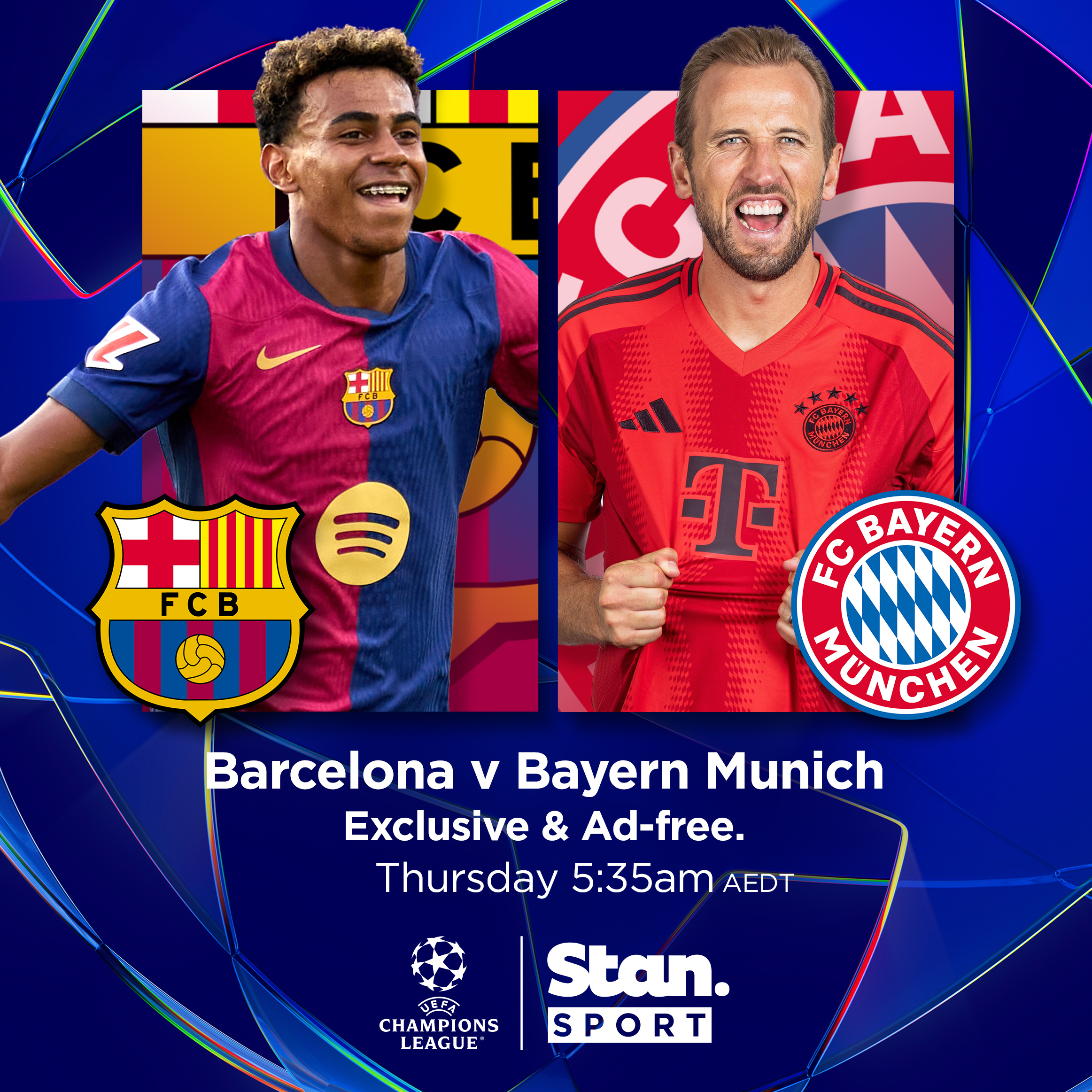 Stan Sport Football on X Barca and Bayern clash in a Matchday 3 thriller UEFA Champions League. Barcelona v Bayern Munich Thursday from 5 35am AEDT. Exclusive Ad free. Live