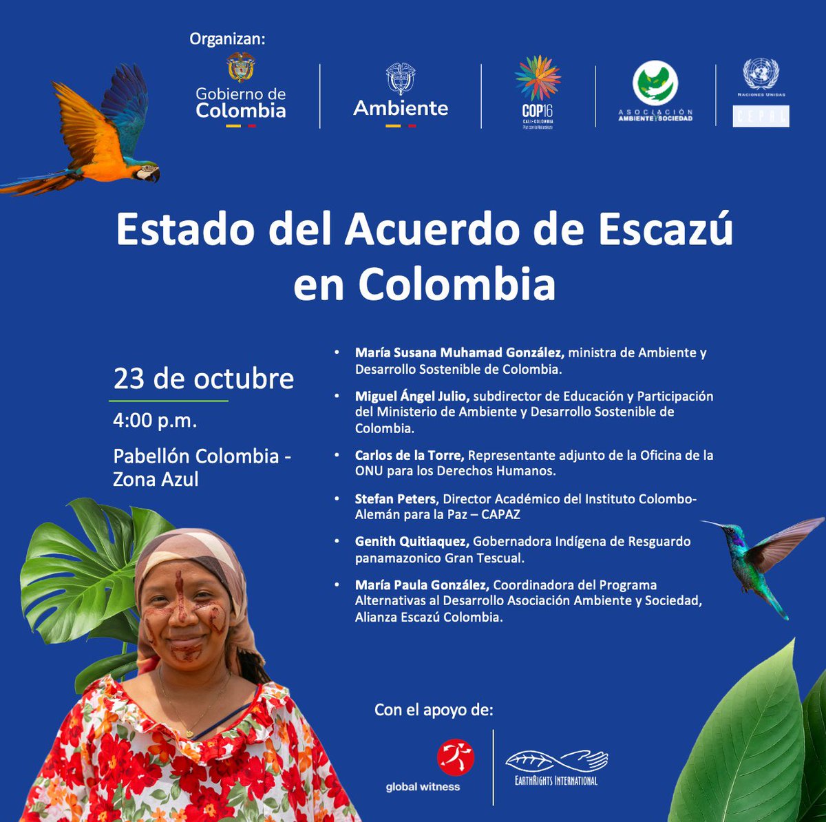 📢 Les invitamos a participar en el panel “Estado del Acuerdo de Escazú en Colombia”. Este encuentro es un diálogo participativo y multiactor sobre el avance en la implementación del #AcuerdoDeEscazú, y su rol en el fortalecimiento de la democracia ambiental en Colombia. 🌿🤝