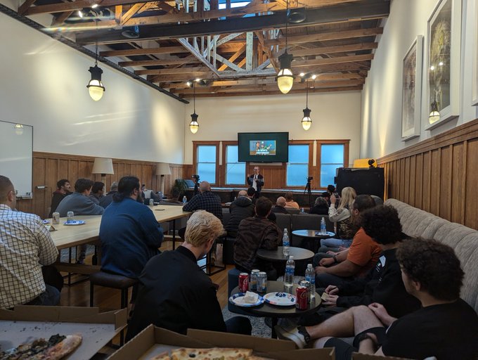 Maxwell Brown talking at the Effect Meetup 