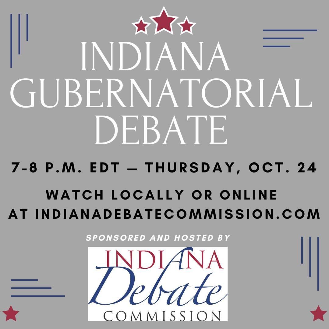 IN Debate Commission (@indebatecomm) on Twitter photo Join the IDC Thursday for this event featuring all three candidates: <a href="/braun4indiana/">Mike Braun</a> <a href="/mccormickforgov/">Jennifer McCormick</a> and @RainwaterForIN. Learn more at indianadebatecommission.com Join the IDC Thursday for this event featuring all three candidates: <a href="/braun4indiana/">Mike Braun</a> <a href="/mccormickforgov/">Jennifer McCormick</a> and @RainwaterForIN. Learn more at indianadebatecommission.com