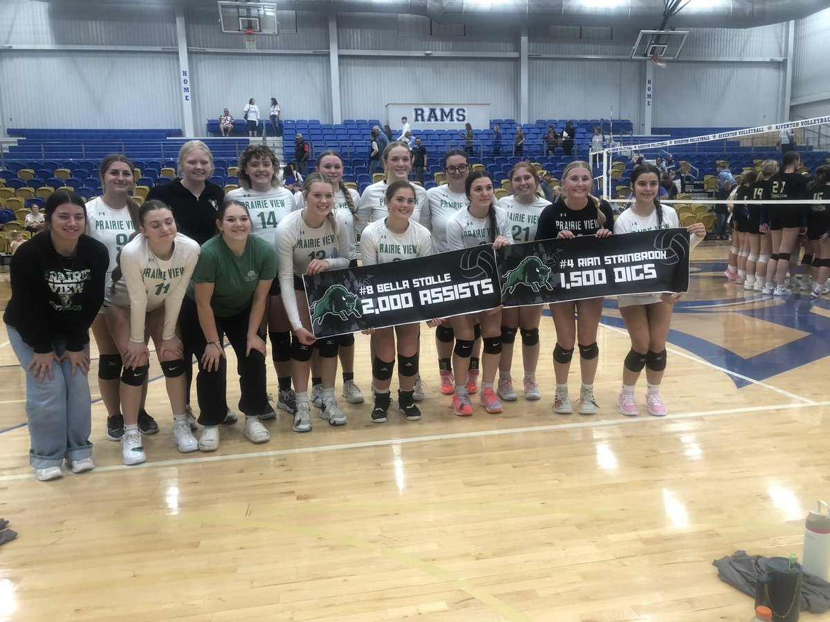 Prairie View Volleyball: Regional Runner-up &amp; Substate Qualifier!

And a special congratulations to seniors Rian Stainbrook &amp; Bella Stolle for record-setting career performances for the Buffalos: 2,000+ assists for Bella &amp; 1,500+ digs for Rian! 

More to come on Saturday!