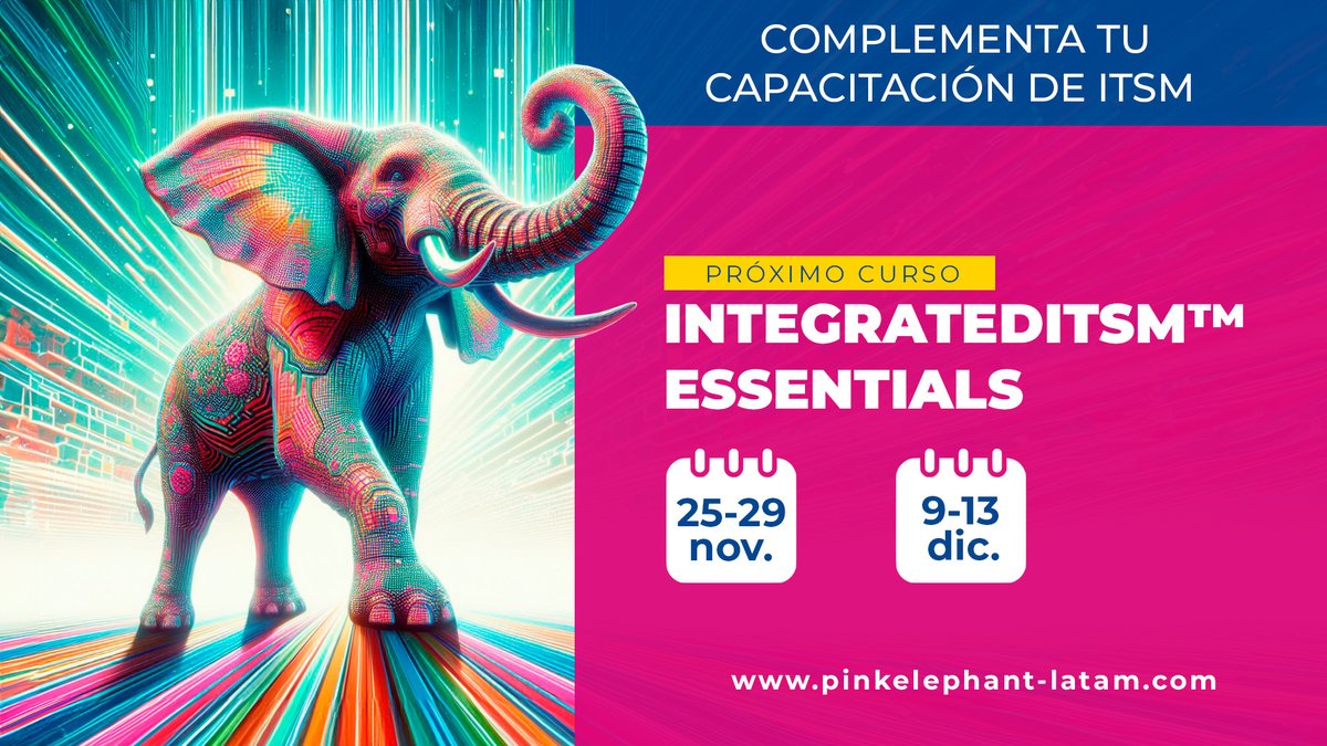 ExpertosenITSM's tweet photo. integratedITSM™ Essentials ofrece a los profesionales de TI los conocimientos clave para entender la Gestión de Servicios de TI y asegurar que los servicios se brinden con efectividad, disponibilidad y confiabilidad, logrando resultados esperados.
https://t.co/0qXa9WqM4k https://t.co/MyC0czCUP2