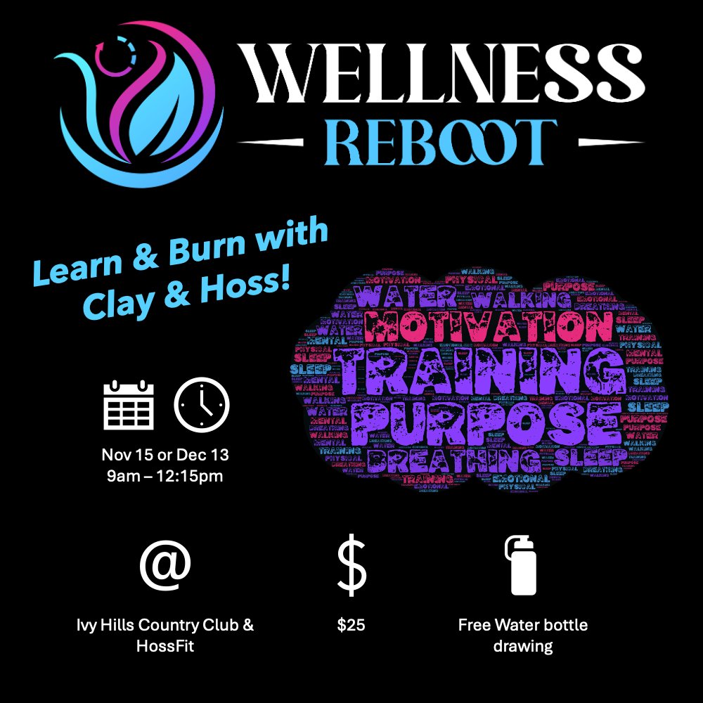 Join me and Coach Hoss <a href="/GetHossFit/">HossFit</a> for Wellness Reboot, exposing you to tried-and-true methods that will validate what you already know about maintaining your #wellness while also exposing you to ways to increase it.  Contact Clay or Hoss with questions or to sign up!