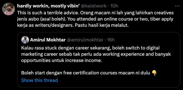 amirulmokhtar's tweet photo. Orang macam ni la stop people from doing great things. Crab in a barrel mentality.

Don't let people like this stop you. Remember,

You don't have to be great to start but you have to start to be great https://t.co/ucjgZuechU