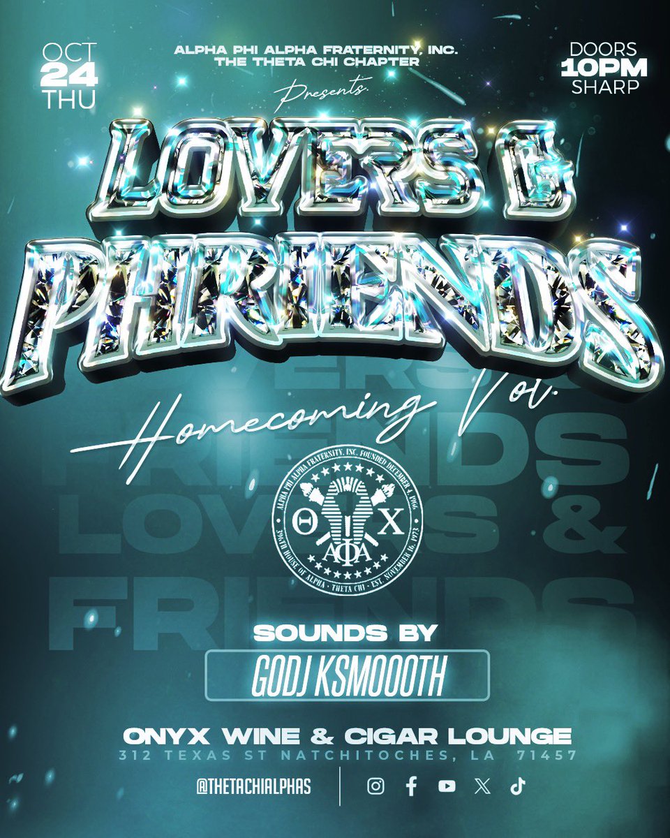 ThetaChiAlphas's tweet image. It’s the Homecoming Volume 😎🔥 … Hit the Presale Link In Our Bio NOW ! 

#LoversandFriends#NSULA