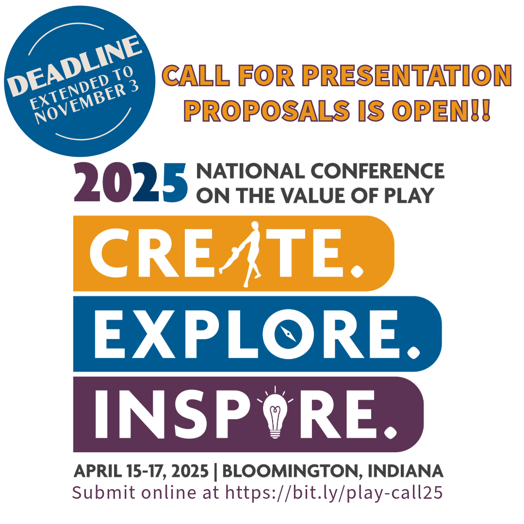 DEADLINE EXTENDED! Submit educational, #research &amp; poster session proposals for #PlayConf25 #Create #Explore #Inspire - celebrating #play #education #learning #creativity #art #design #wellness #communities #landscapearchitecture #architecture #libraries #games #parks &amp; more!