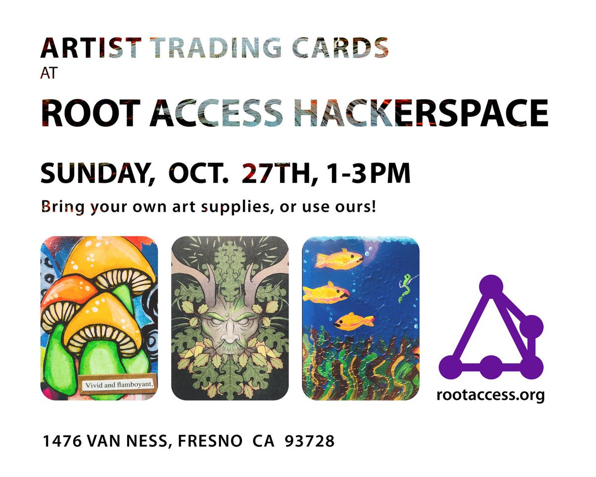 Join us this Sunday!  #hackerspace #makerspace #artevent #arthop #fresnoarthop #towerdistrict #towerdistrictfresno #fresno #fresnoca #rootaccess #rootaccesshackerspace