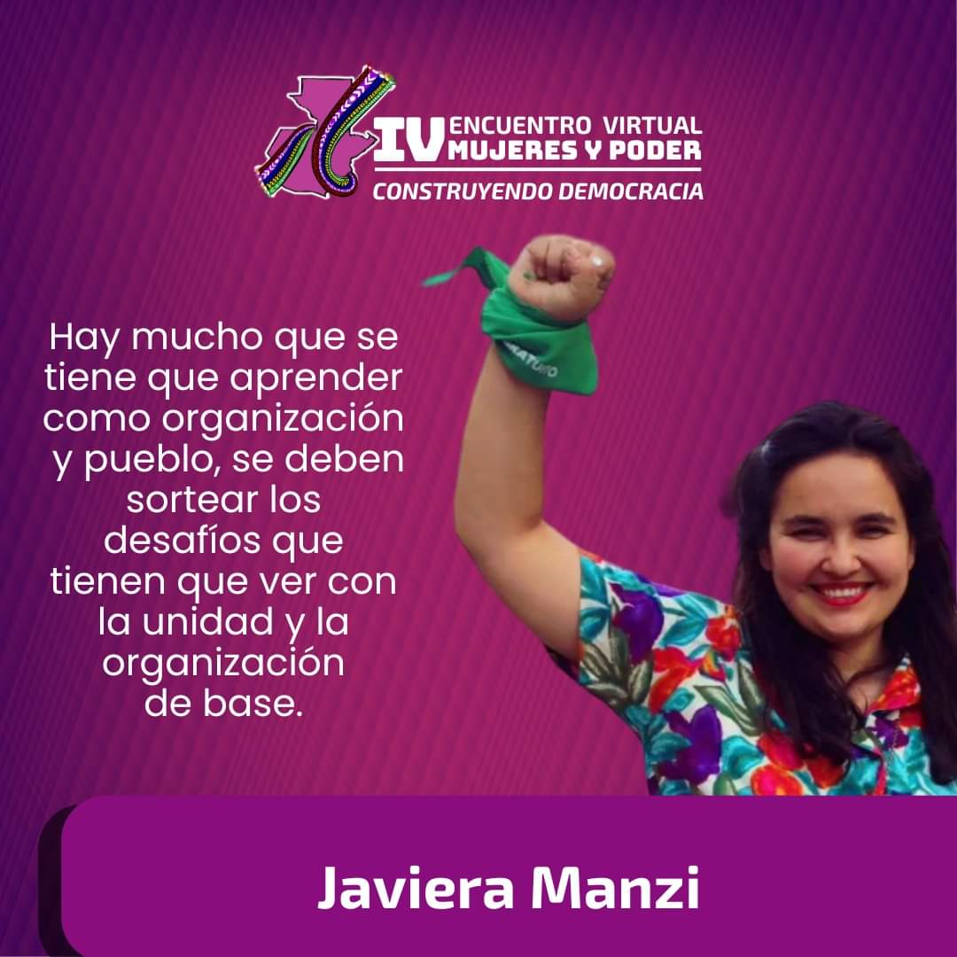 📍IV Encuentro Mujeres y Poder "Hay mucho que se tiene que aprender como organización  y pueblo, se deben sortear los desafíos que tienen que ver con la unidad y la organización de base." Javiera Manzi
#YaEsHora✊
#mujeresypoder 💜
#NuncaMasSinNosotras🙋‍♀️