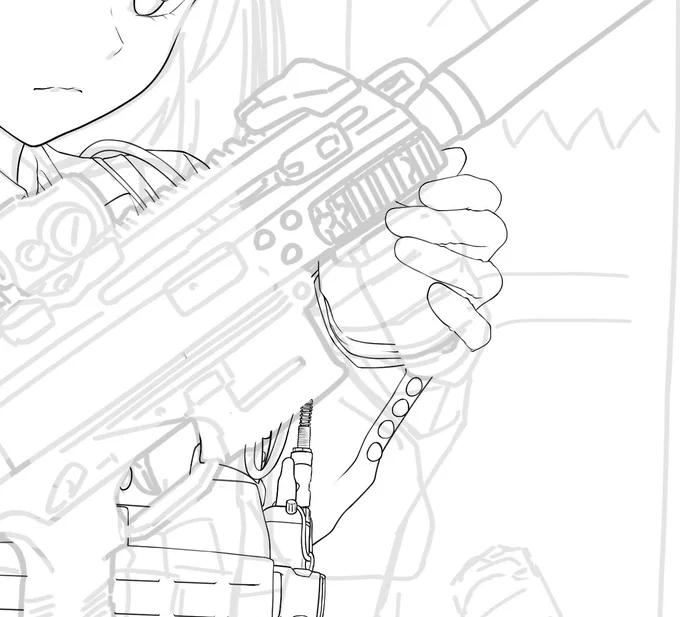 昨日はずっと無線と左手描いてました。

今日は下半身と右手です。 