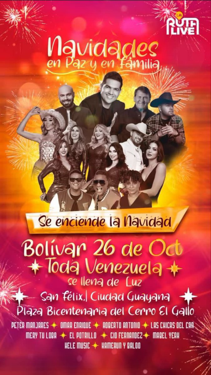 ¡Te esperamos para encender el espíritu navideño  en la Plaza Bicentenaria! 

Vamos a celebrar la esperanza, la alegría y el amor que nos une. Ven a disfrutar en familia y amigos.

#CiudadGuayanaParaVivir
<a href="/OviedoPSUV/">Tito Oviedo</a> 
<a href="/MSV_CaroniOfic/">MOVIMIENTO SOMOS VENEZUELA CARONI</a>