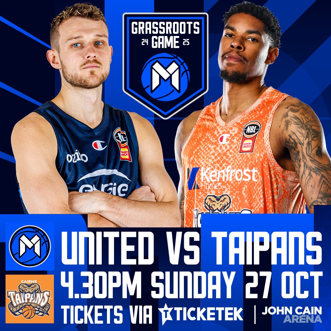 John Cain Arena (@johncainarena) on Twitter photo π
ππ’π ππ‘π π¨π£ π
<a href="/MelbUnited/">Melbourne United</a> are back at home to face the Taipans this Sunday afternoon.
π Tickets: bit.ly/JCA-UNITED0625 π
ππ’π ππ‘π π¨π£ π
<a href="/MelbUnited/">Melbourne United</a> are back at home to face the Taipans this Sunday afternoon.
π Tickets: bit.ly/JCA-UNITED0625