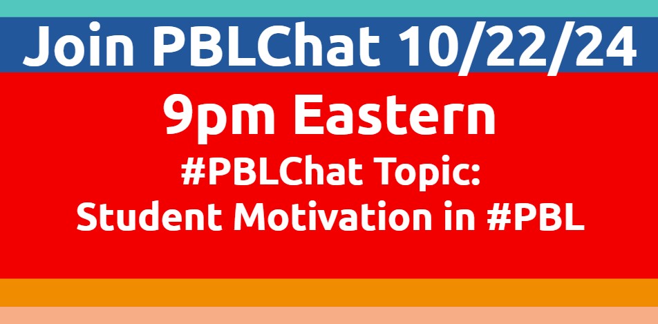 @ChrisGibsonEdu (@chrisgibsonedu) on Twitter photo Join #PBLChat tomorrow at 9pm Eastern as we explore #Motivation in #PBL.
<a href="/suzieboss/">suzieboss</a> @CJDteaches <a href="/inspirepassion/">𝐂𝐡𝐚𝐫𝐥𝐞𝐧𝐞 𝐃𝐨𝐥𝐚𝐧𝐝</a> <a href="/leahrosshenry/">Leah Ross Henry</a> <a href="/maggieleemchugh/">Maggie Lee McHugh, NBCT</a> @edubabble <a href="/cfanch/">Chris Fancher</a> <a href="/ThinkWriteLearn/">Thoughtful Learning</a> <a href="/MsKaraInspire/">Ms. Kara</a> @thnorfar <a href="/MyTLee3/">Myla Lee ☀️</a> Join #PBLChat tomorrow at 9pm Eastern as we explore #Motivation in #PBL.
<a href="/suzieboss/">suzieboss</a> @CJDteaches <a href="/inspirepassion/">𝐂𝐡𝐚𝐫𝐥𝐞𝐧𝐞 𝐃𝐨𝐥𝐚𝐧𝐝</a> <a href="/leahrosshenry/">Leah Ross Henry</a> <a href="/maggieleemchugh/">Maggie Lee McHugh, NBCT</a> @edubabble <a href="/cfanch/">Chris Fancher</a> <a href="/ThinkWriteLearn/">Thoughtful Learning</a> <a href="/MsKaraInspire/">Ms. Kara</a> @thnorfar <a href="/MyTLee3/">Myla Lee ☀️</a>