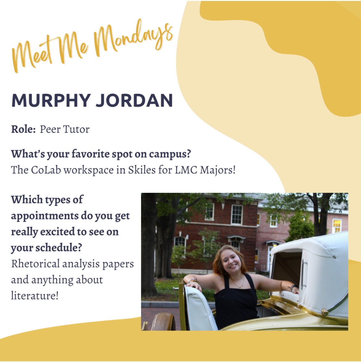 Got a rhetorical analysis paper or essay about literature that has you stressed out? Make an appointment with Murphy! A Peer Tutor at the Communication Center, Murphy is also a LMC major. Book your appointment at gatech.mywconline.com. #georgiatech  #writinglife  #peersupport