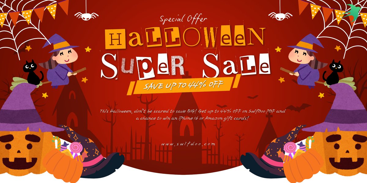 swifdoo's tweet photo. 🎃 #Halloween Sale! 🎃
Get up to 44% OFF on SwifDoo PDF + a chance to win an iPhone 16 & Amazon gift cards! 🎁✨
Don’t miss out on this spooky deal 👉https://t.co/YV7YfUG0wU
#SwifDooPDF #BigDiscounts #WinAnIphone #halloween2024 https://t.co/hBVyrkQU7x