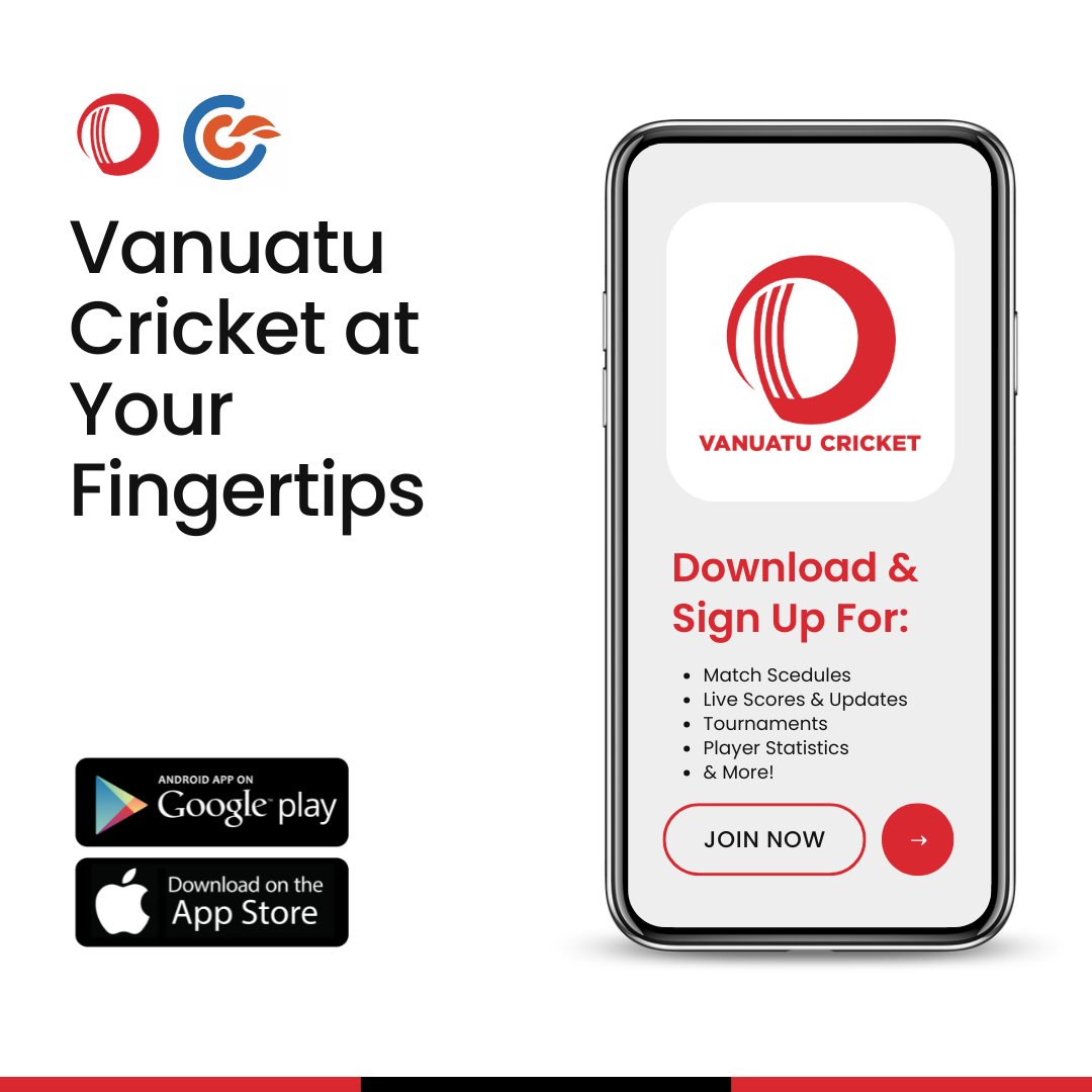 vanuatu_cricket's tweet photo. 📲 Vanuatu Cricket is now at your fingertips! 🏏

Download the Vanuatu Cricket App, powered by CricClubs, on the Google Play Store or Apple Store today! Get live scores, tournament schedules, player stats, and all the latest updates. Stay connected with every moment of the game! https://t.co/EIGF7eFrFa