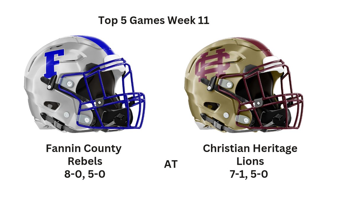 The Lions will win the Region Title with a win. 

Fannin would still need a win v Gordon Lee next week but a big step..

Important game in the Public/Private brackets.