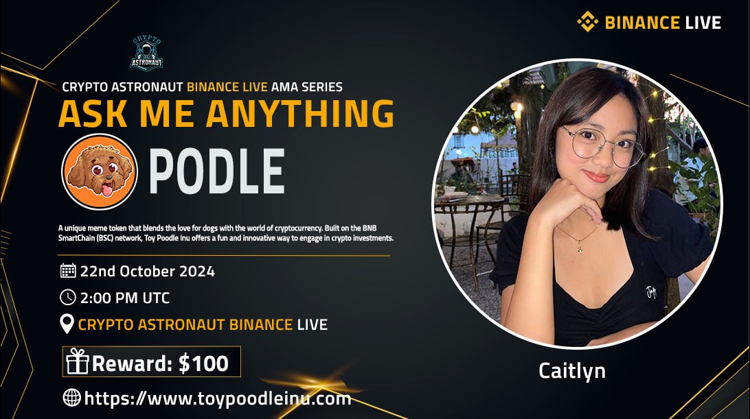 CryptoAs_TW's tweet photo. We are pleased to Announce our next AMA! With #PODLE

🔶𝗕𝗜𝗡𝗔𝗡𝗖𝗘 𝗟𝗜𝗩𝗘 🔶

👤Guest - Caitlyn 

🎁Reward: $100 USDT

🏠Venue: https://t.co/x0PLlzhsZg

📆Date: 22nd October 2024

🕒Time: 2:00 PM UTC 

✅Question from Introduction Segment 
✅Question from Live  Segment

🔰Rules
Follow @CryptoAs_TW & @toypoodleinu

💠 Comment & Like,Retweet & Follow
