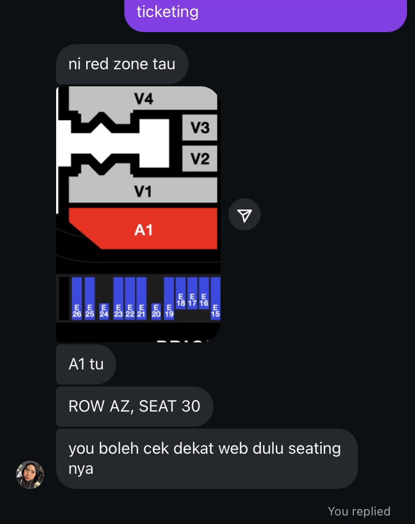 pixelshyunjin's tweet photo. wta; if i nak jual my dominate in bangkok ticket ada yang nak tak? bought from my friend for 900 and im selling it for 600 only (zone A1, row AZ, seat 30). rts; work related 🥲 hmu if anyone is interested! #wts #dominATE_BKK https://t.co/UdhqSJtxdY