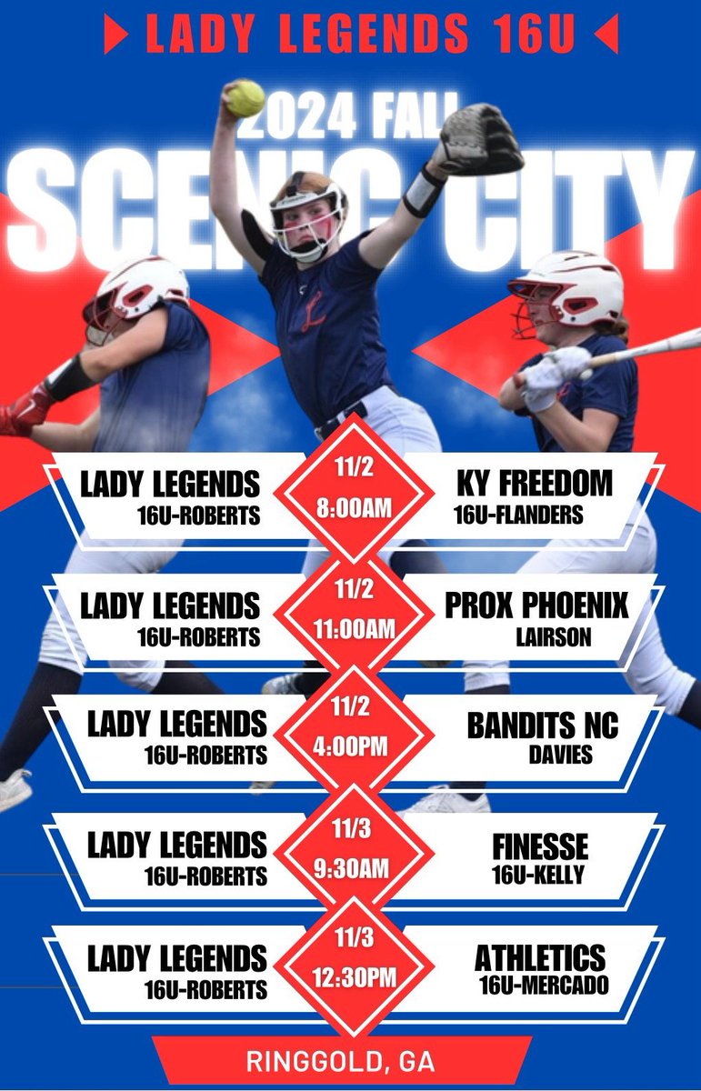 11 days until Lady Legends 16u Roberts competes at Scenic City Fall Showcase!