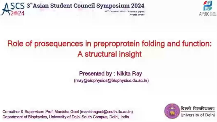 iscb_ascs's tweet photo. 🌟Nikita Ray, the 5th Flash Talk Poster presenter of ASCS2024 Symposium is now presenting: “Role of Prosequences in Preproprotein Folding and
Function: A Structural Insight” 👩🏾‍💻

#APBJC2024 #ASCS2024  #Bioinformatics  #ComputationalBiology #StudentTalks #FlashTalks https://t.co/JypqzcFNmP