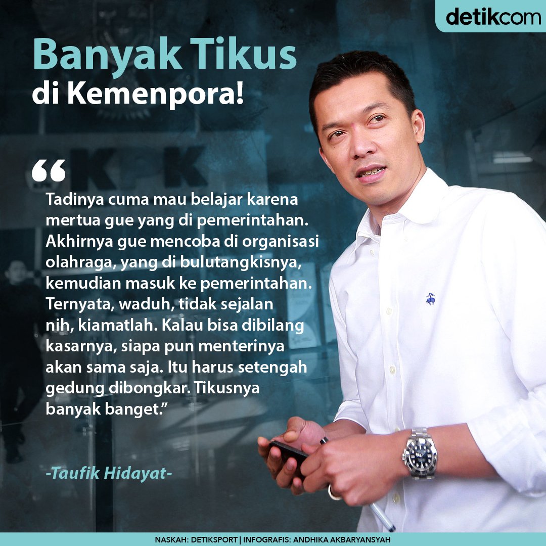 Komentar Taufik Hidayat empat tahun lalu. Komentar ini berdasarkan pengalaman Taufik saat menjadi stafsus Menpora Imam Nahrawi dan Wakil Ketua Satuan Pelaksana Program Indonesia Emas. 

Sekarang Taufik ada di puncak organisasi, menjadi wamenpora. Menarik ditunggu gebrakannya.