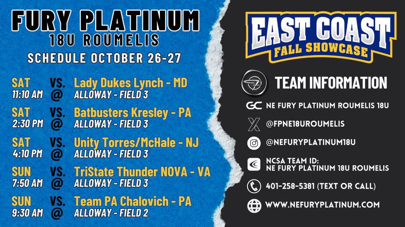 This weekend my team is heading to New Jersey to play in the East Coast Fall Showcase!! 🤍🖤<a href="/FPNE18URoumelis/">Fury Platinum 18U Roumelis</a>