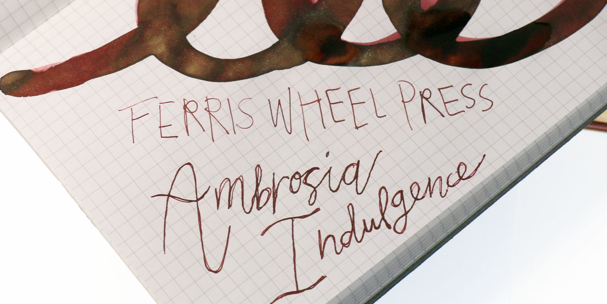 PenChalet's tweet photo. In response to a comment on our last ink review, we featured one of the new King of Midas ink from Ferris Wheel Press ink today's ink review. Read the full Ambrosia Indulgence ink review: 
https://t.co/1XpS0sqct2 #InkReview #Ink #FountainPenInk #ShimmerInk #PenChalet #FWP #Inky https://t.co/WguC2zqIFe
