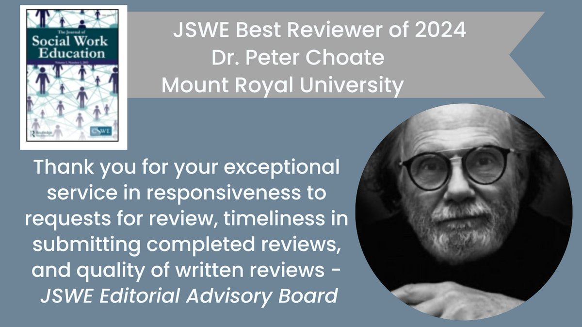 Join us in thanking and congratulating Dr. Peter Chaote, who is being recognized with the JSWE Best Reviewer Award. #APM2024 <a href="/CSocialWorkEd/">CSWE</a>