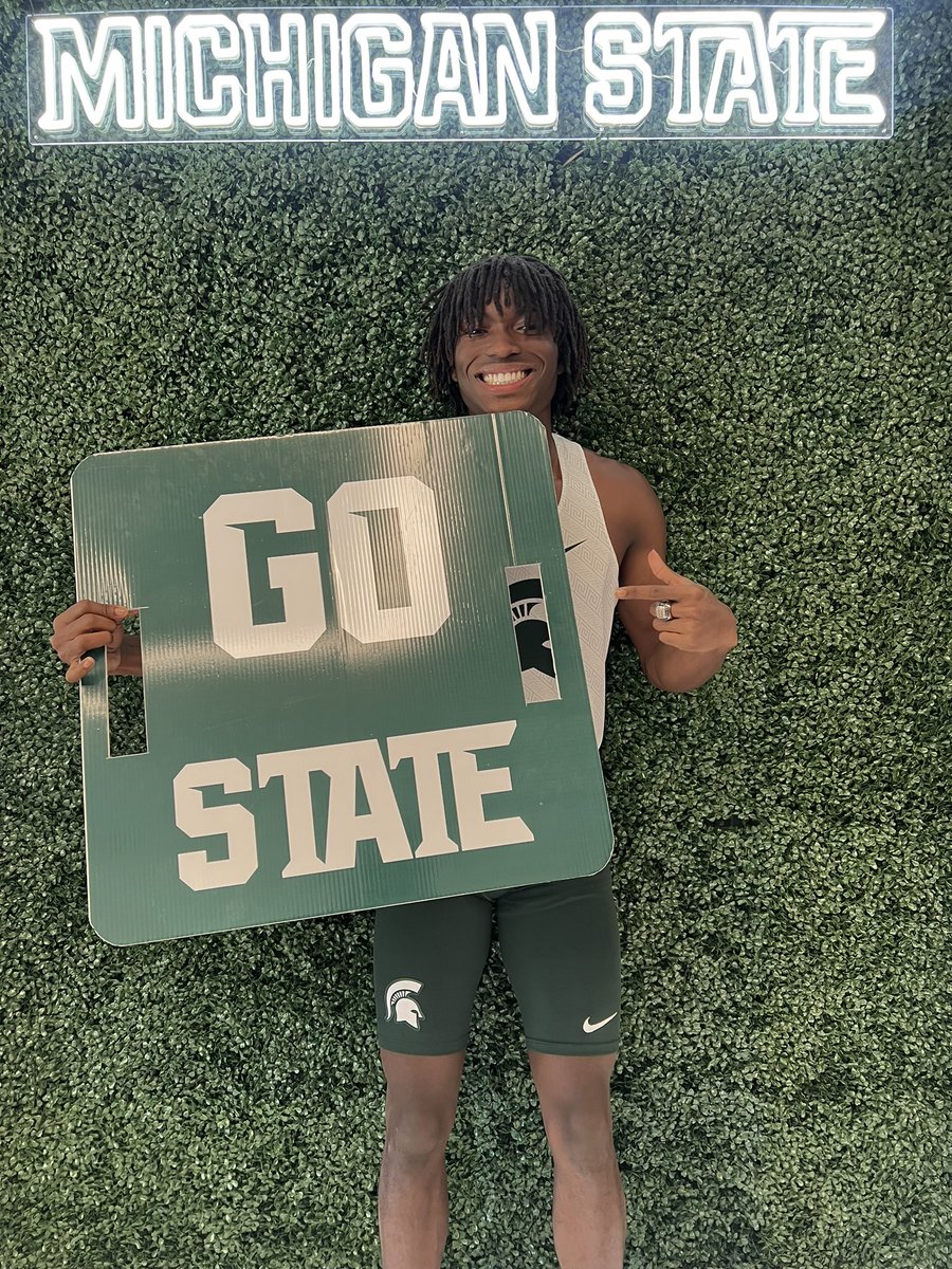 After an amazing visit, i am blessed to receive my second Offer from Michigan State University!! Go green and white!! 🟢⚪️🟢⚪️🟢 Thanks coach Rich and Coach Holly! #blessed #offer
