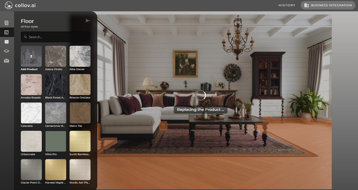 collov_ai's tweet image. 📷 Want to help your clients envision their dream home faster? With our Item Replace feature, you can easily swap out flooring, furniture, or finishes to showcase the perfect look!
📷 Just select new materials or pieces, and instantly present a refreshed space that aligns with…