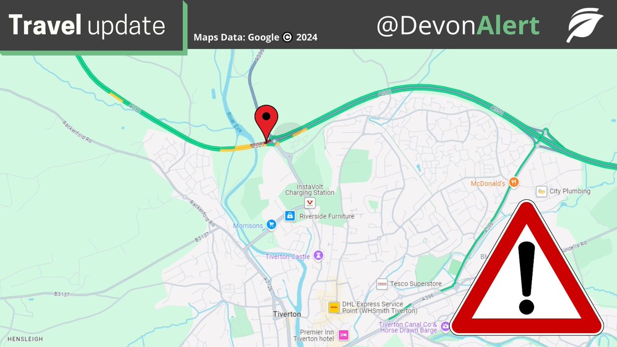DevonAlert's tweet photo. #Devon The A361 is closed at Bolham roundabout, Tiverton, following an RTC. Please avoid the area and use alternative routes. Expect congestion. SH @StagecoachSW @BBCDevon https://t.co/lsPvsOoOqL