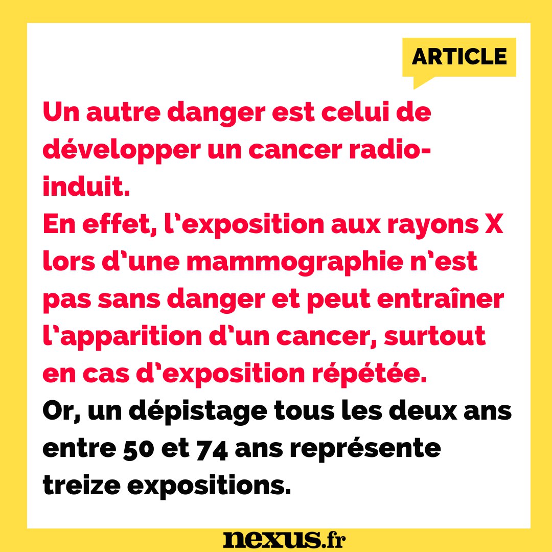 SinedWarrior's tweet image. 2/n
 deux ans. Pourtant, des professionnels de santé dénoncent les dangers de ce dépistage organisé, dont l’efficacité serait par ailleurs faible. Alors, dépistage ou pas ? Les bonnes informations aident à prendre la bonne décision.
@ouestmoncycle 

nexus.fr/actualite/sant…