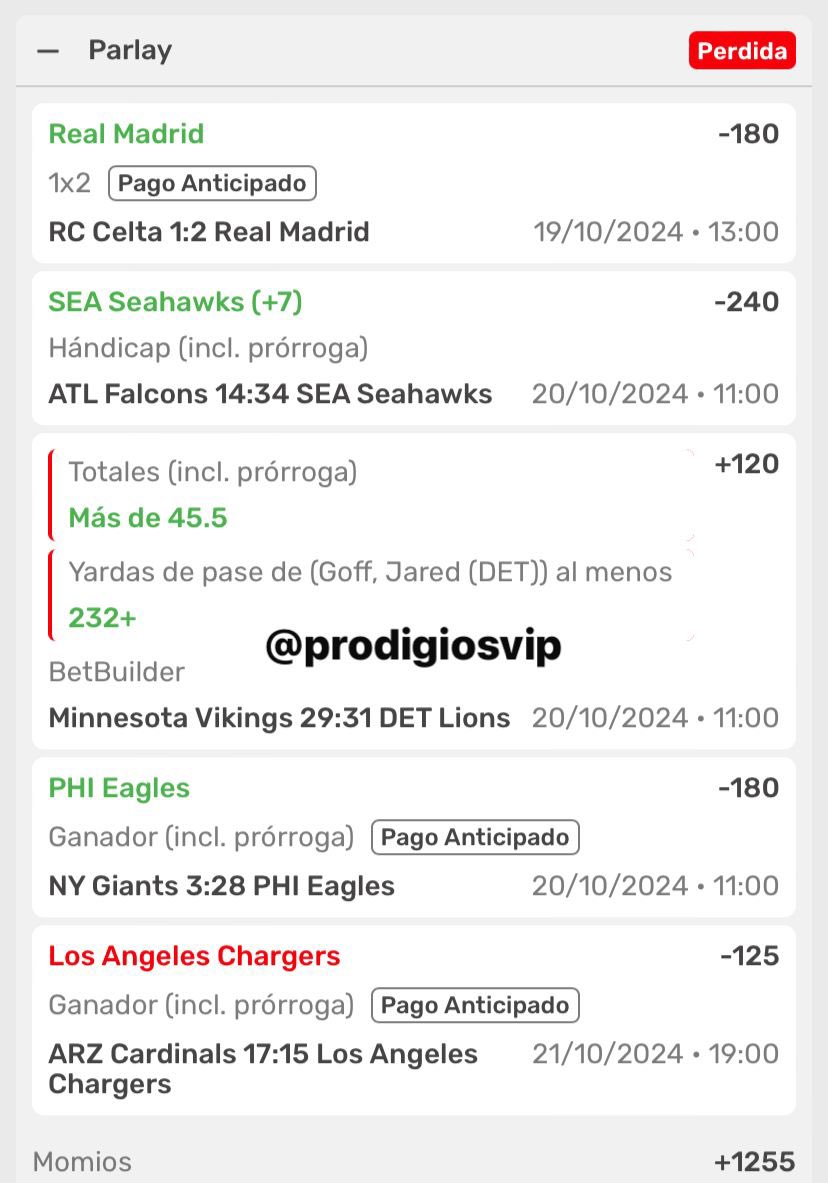 prodigiosvip's tweet photo. #NFL 1/1 ✅❌

A nada de cobrase los 2 parleys del grupo premium pero lo importante es que seguimos sumando y nos estamos quedando MUY cerca…. 💣

-Info grupo premium dm @prodigiosvip 

#apuestasdeportivas #parley #nfl #nflbets #casino https://t.co/8bapDX9TAR