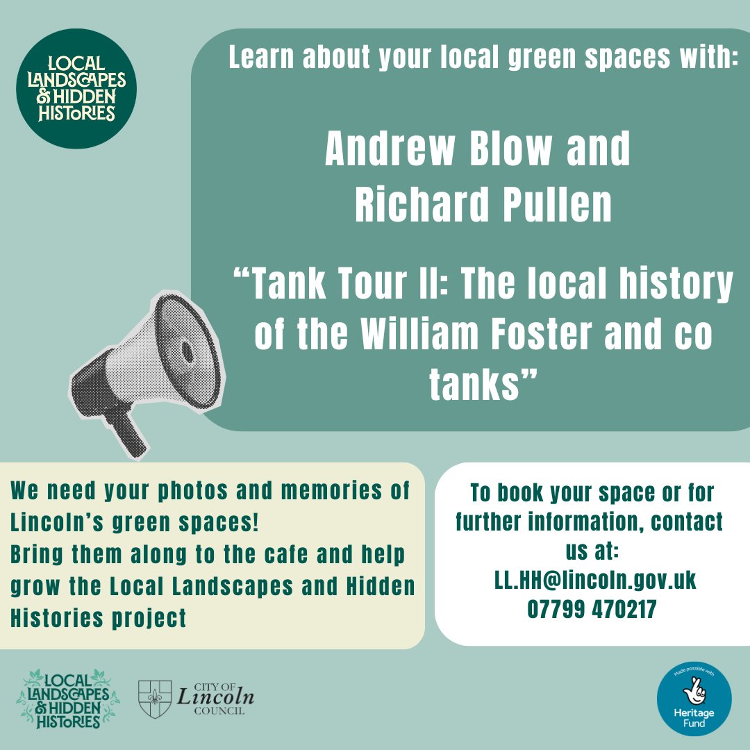 Our next Local History Café is Tank Tour II: The local history of the William Foster and co tanks at the Grandstand from 6pm.
Follow the link below to book online, or email us at: LL.HH@lincoln.gov.uk
contact.lincoln.gov.uk/service/Commun…