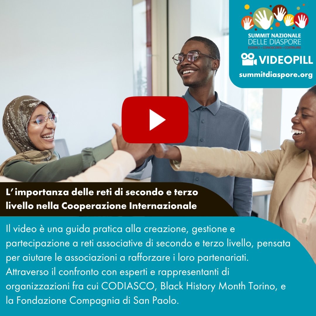 SummitDiaspore's tweet photo. Conosci l'importanza di creare delle reti di secondo e terzo livello nella Cooperazione Internazionale? Se vuoi approfondire il tema guarda subito la guida che abbiamo preparato 📹 https://t.co/W0H2JcYz3I https://t.co/w6Q3zJ3J9q