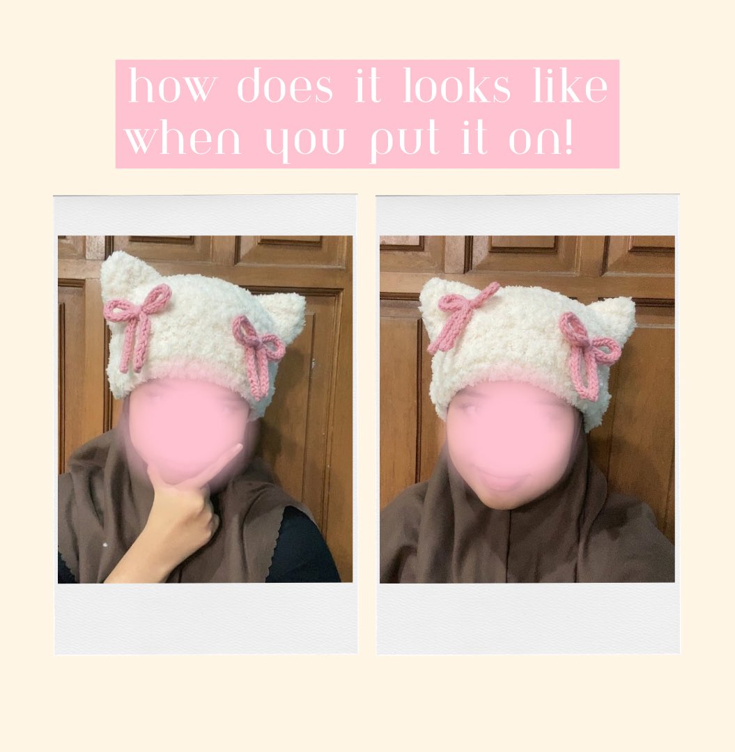 Feel free to dm me if there’s any questions and please do let me know by qrt the post / dm me if you already fill the form, thankyou! 💗

How the hat looks like when on your head when you put it on: