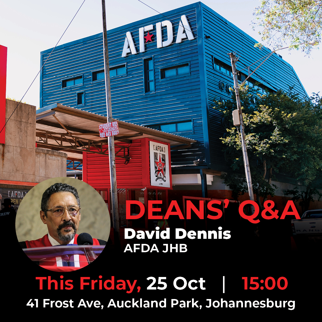 afda_co_za's tweet photo. π₯AFDA Deans Q&A Session | ON CAMPUS, THIS FRIDAY π
π
THIS FRIDAY, 25 October
π15:00
πAll AFDA Campuses
#AFDA #DeansQandA #AFDAforEveryone #IloveAFDA #HumansofAFDA #FamousforLife #WorldClassEducation https://t.co/KYTeGHnUOE