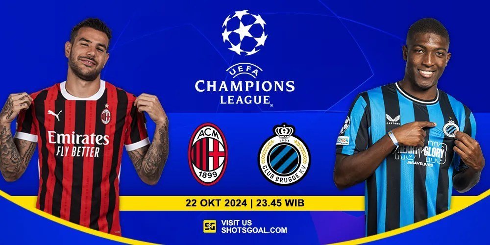 CacaFlesia's tweet photo. MATCH CHAMPIONS LEAGUE HARI INI  22 OKTOBER 2024 AC Milan Vs Club Brugge KV 22 Oktober 2024 23:45 WIB Giuseppe Meazza, Milan Informasi prediksi dan klasemen link streaming https://t.co/4QIlopcapM… #agus #luhut #ChampionsLeague #ACMilan #presiden #SaveIbuSupriyani https://t.co/CSGDH8L4bQ