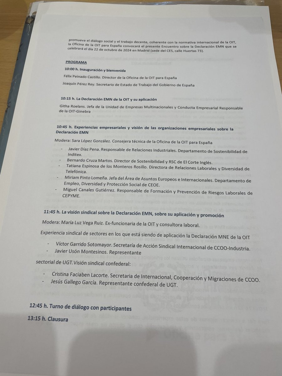 AlejandraORF (@alejandraorf) on Twitter photo ➡️ Comenzamos en el Consejo Económico y Social de España el encuentro sobre la Declaración tripartita de principios sobre las empresas multinacionales y la política de la OIT organizada por <a href="/OIT_ES/">OIT España</a>. <a href="/CCOO/">COMISIONES OBRERAS</a> participa con las ponencias de <a href="/IntCCOO/">Internacional_CCOO 🌍</a> <a href="/CrisFaciaben/">Cristina Faciaben🔻</a> <a href="/Industria_CCOO/">CCOO de Industria #PactoIndustriaYA</a>. ➡️ Comenzamos en el Consejo Económico y Social de España el encuentro sobre la Declaración tripartita de principios sobre las empresas multinacionales y la política de la OIT organizada por <a href="/OIT_ES/">OIT España</a>. <a href="/CCOO/">COMISIONES OBRERAS</a> participa con las ponencias de <a href="/IntCCOO/">Internacional_CCOO 🌍</a> <a href="/CrisFaciaben/">Cristina Faciaben🔻</a> <a href="/Industria_CCOO/">CCOO de Industria #PactoIndustriaYA</a>.