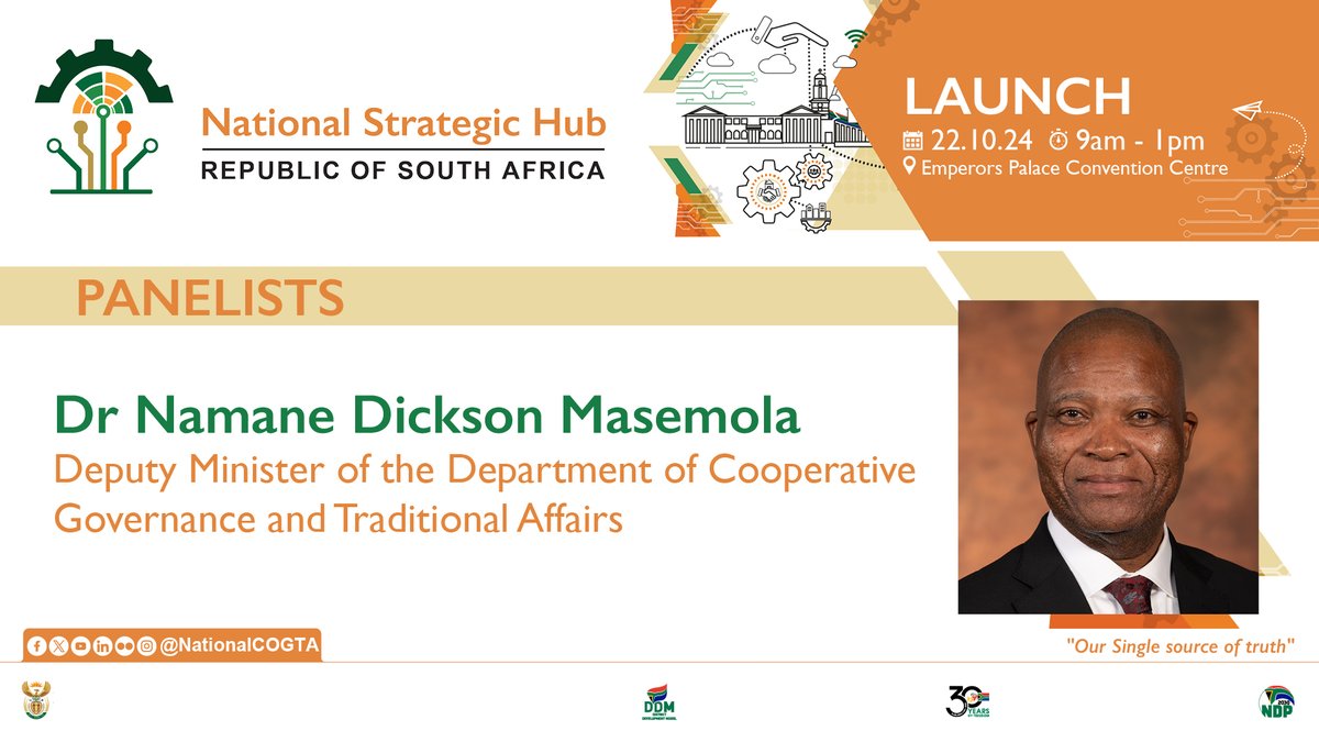 NationalCoGTA's tweet photo. @GovernmentZA @ekurhuleni Deputy Minister Dickson Namane Masemola: "Data supports a well-functioning democratic system. By leveraging it, municipalities can prioritise services and foster stronger public-private collaborations."
#DDM
#NationalStrategicHub
#DataForGovernance
#EveryMunicipalityMustWork https://t.co/sVCSnRG2Rj