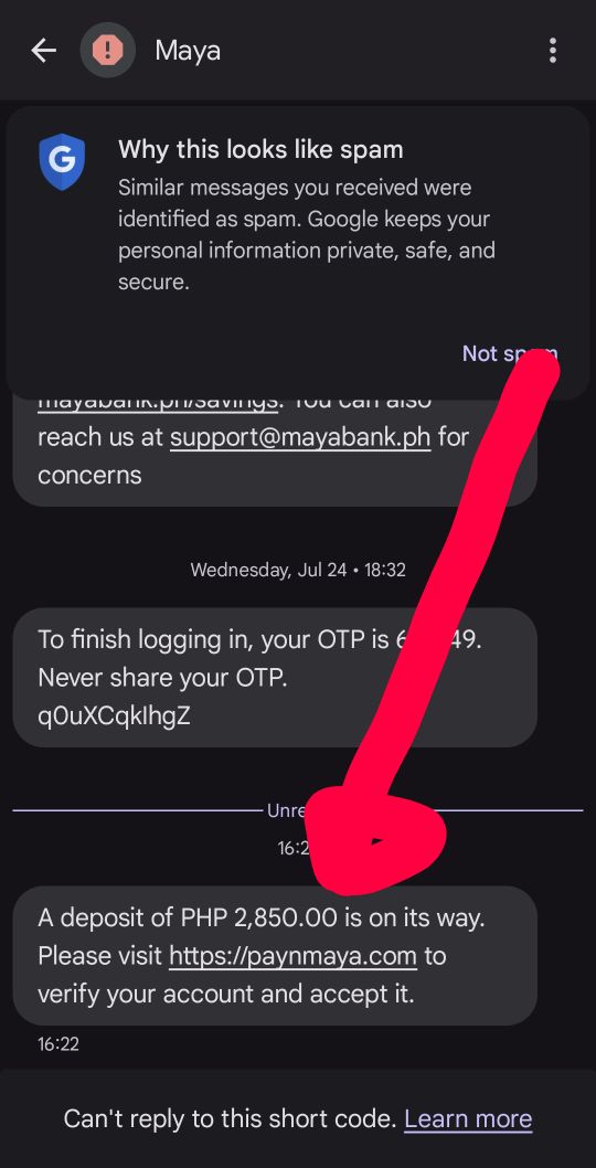 ChefIvan's tweet photo. @mayaofficialph you gotta check your protocols. This SMS was marked as spam. Other messages before that were legitimately from you https://t.co/mG70VP8gNz