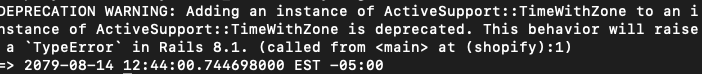 schwad_rb's tweet photo. Before Rails 8.0 you could get away with 

3.days.from_now + 2.days.ago

Which you shouldn't do, it returns nonsense 🙈

But after my commits, it's now deprecated!

https://t.co/8FHJ3GgRPW https://t.co/XeuStgApkw