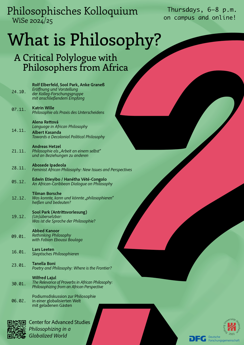 For our upcoming lecture series starting this week we are inviting scholars from Africa to present their perspectives on the question “What is Philosophy?” Links to our live streaming platform will follow soon.