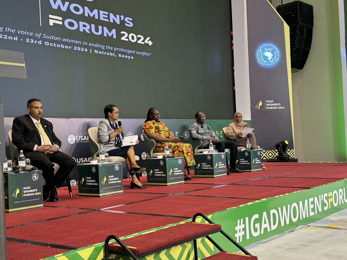 IGADgender's tweet photo. The panel discussion “Spotlight on the Peace and Security and Humanitarian Situation in Sudan” 🇸🇩 will explore how sustainable peace can be achieved, emphasizing the vital role of women in conflict resolution and building a more inclusive future for all. #IGADForum #Sudan #Peace https://t.co/SdeLn9xqr9